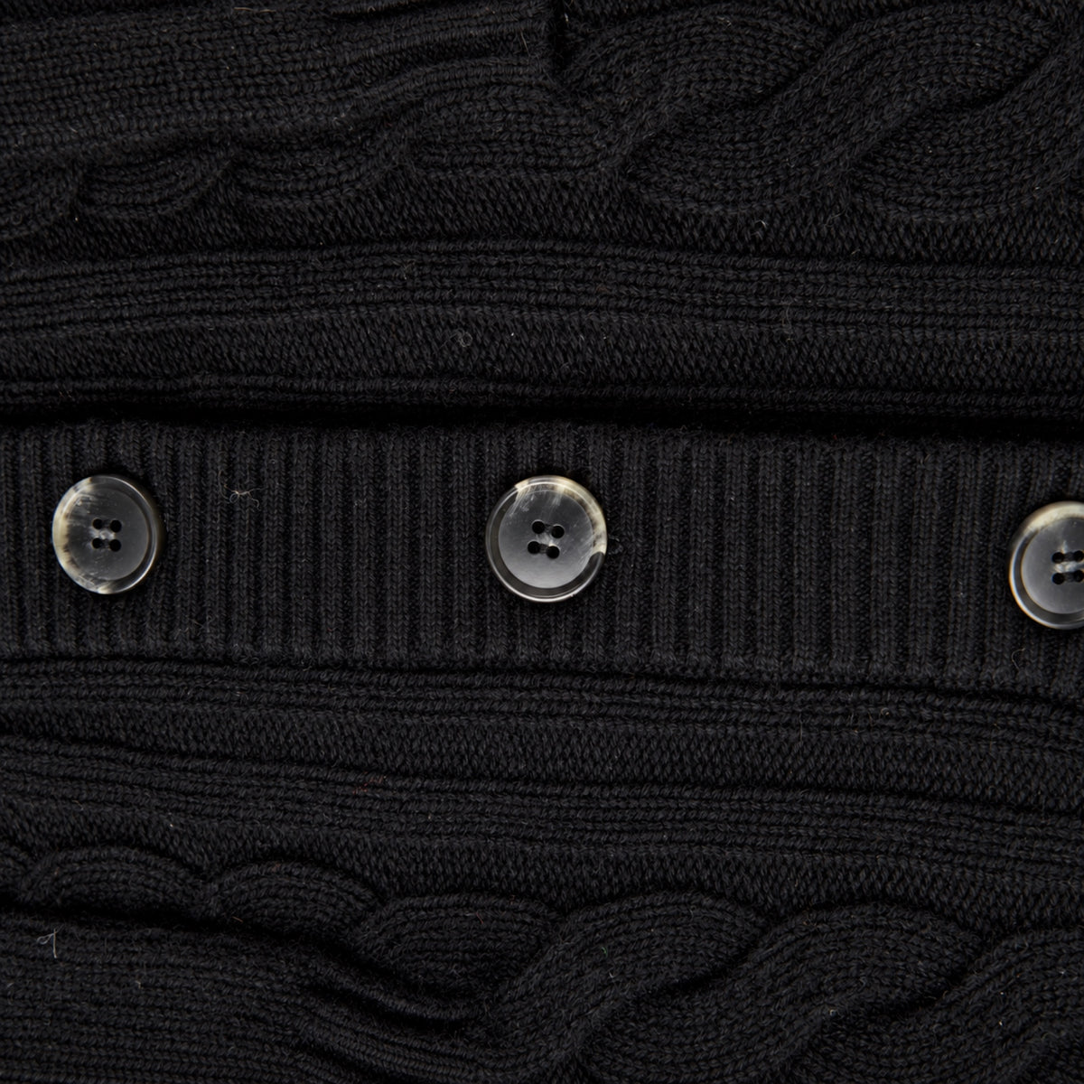 Cable Knit Wool Cardigan model Matteo in Black