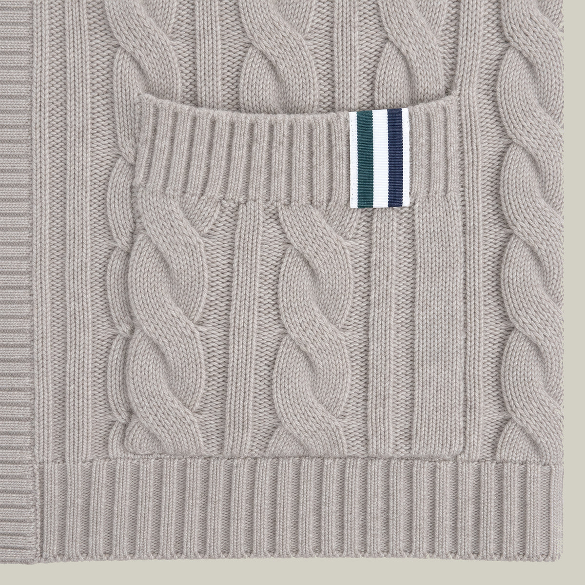 Knit Rib Cardigan model Tyler in Sandstone