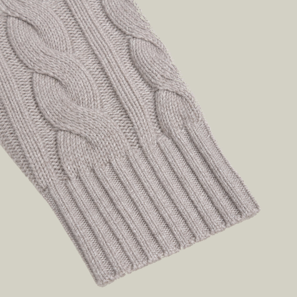 Knit Rib Cardigan model Tyler in Sandstone