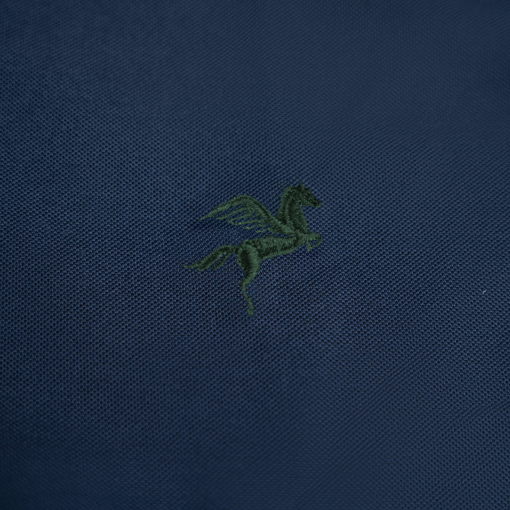 Custom Bespoke Tailored Spread Shirt model Tyler in Navy Emblem