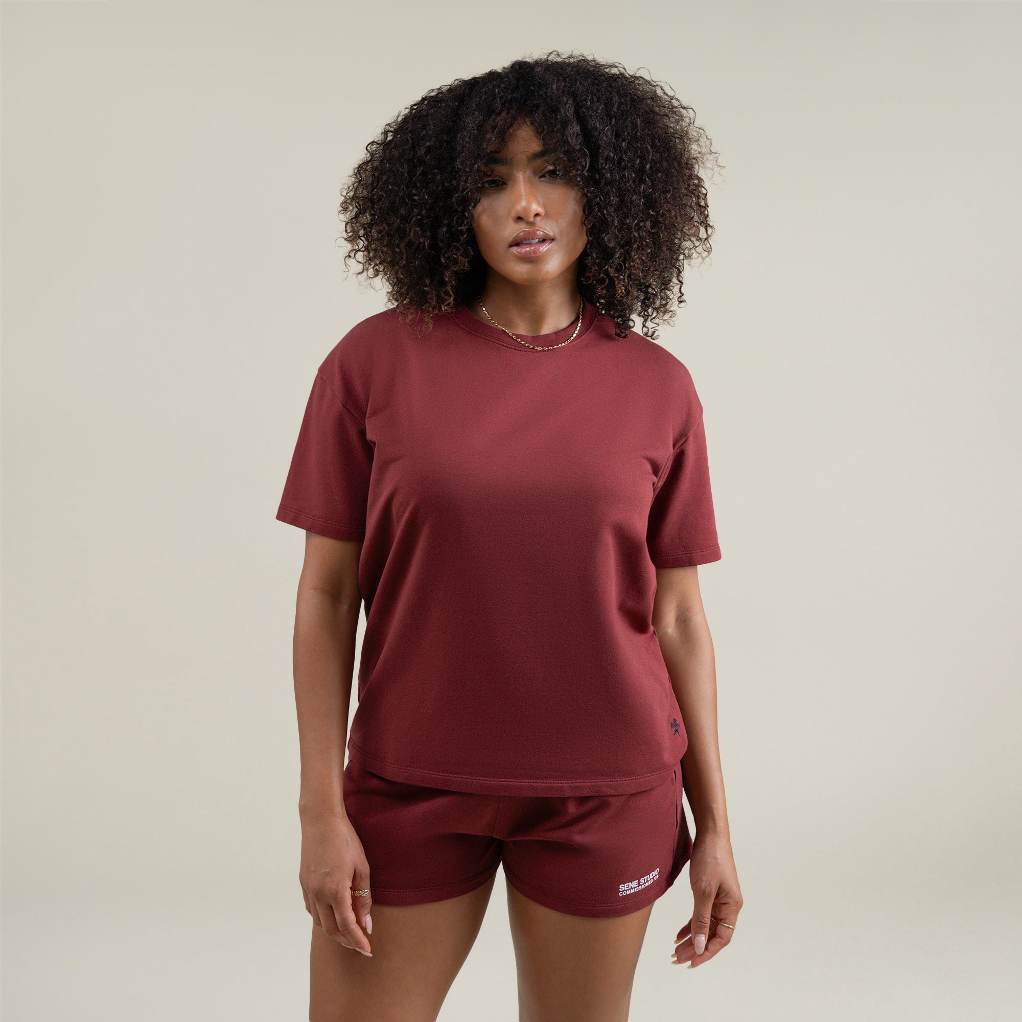  custom t-shirt tee model Melissa in Maroon