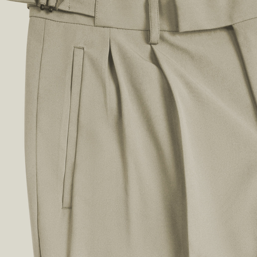 Wide Leg Ford FlexTech Trouser model Matteo in Warm Khaki