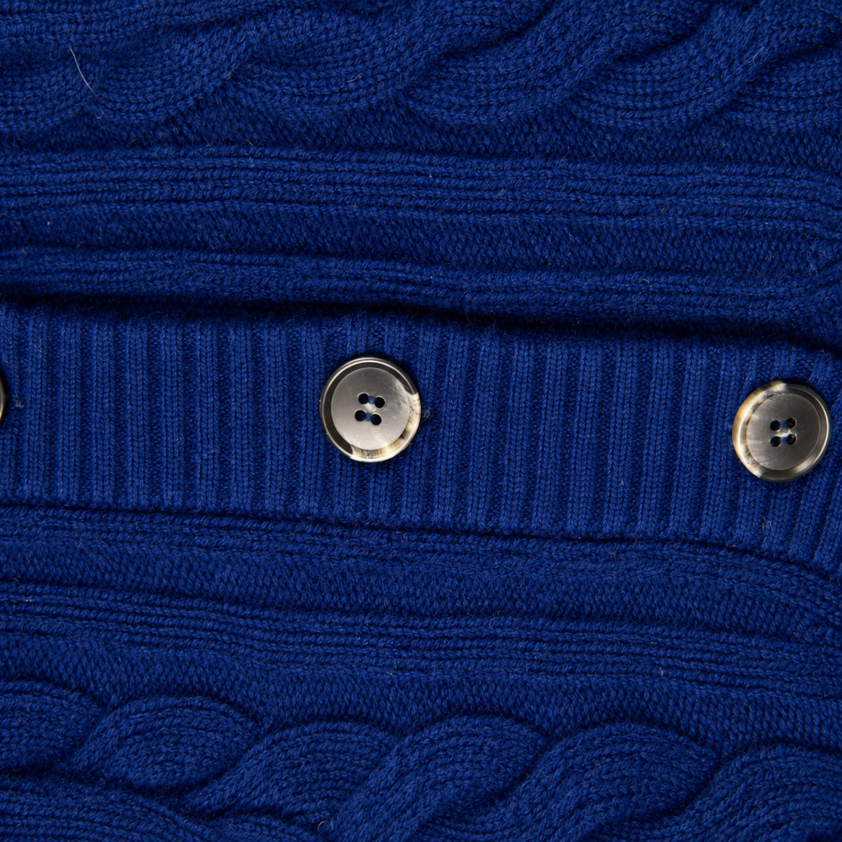 Cable Knit Wool Cardigan model Matteo in Regatta Blue