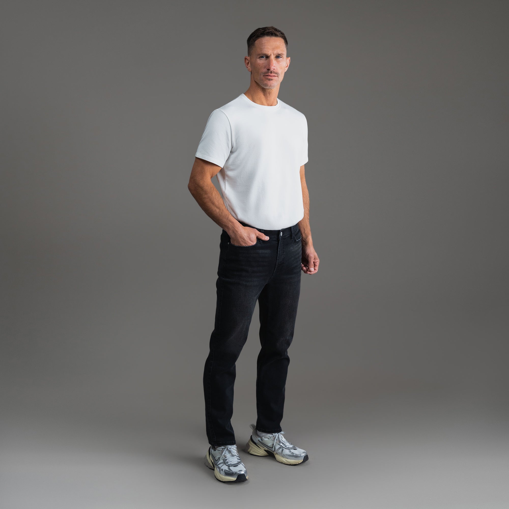 Tags:(6'0" | 180 lbs) custom men's jeans model Tyler in Sur Blue