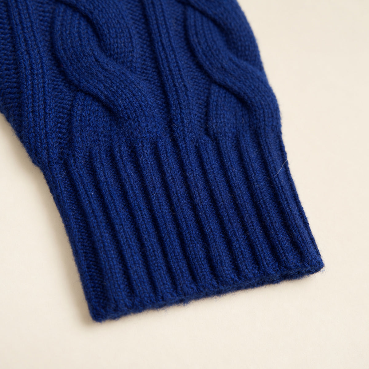 Cable Knit Wool Cardigan model Matteo in Regatta Blue