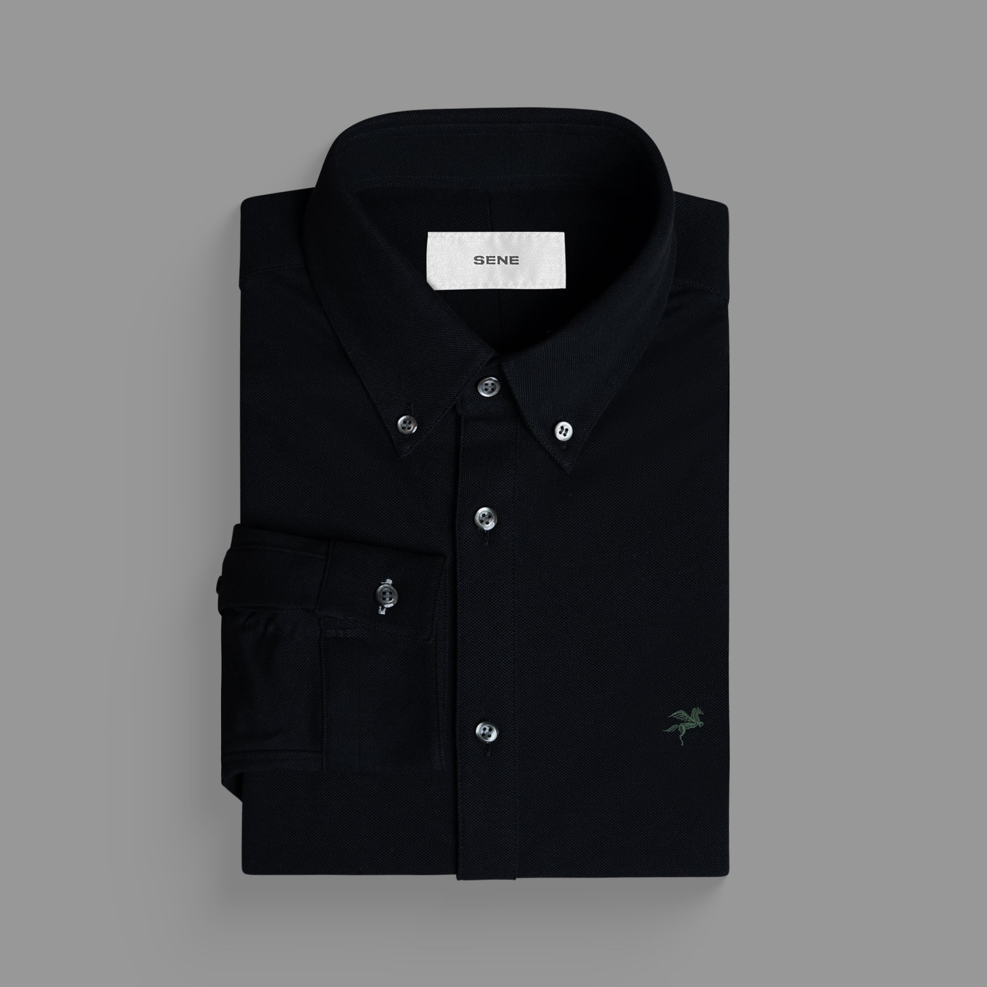 Custom Bespoke Tailored Mercer Shirt model Tyler in Black Emblem