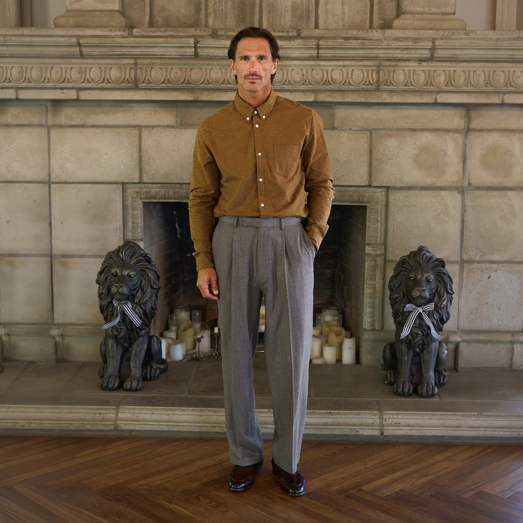Ford Wool Straight Trouser model Tyler in Weathered Oak