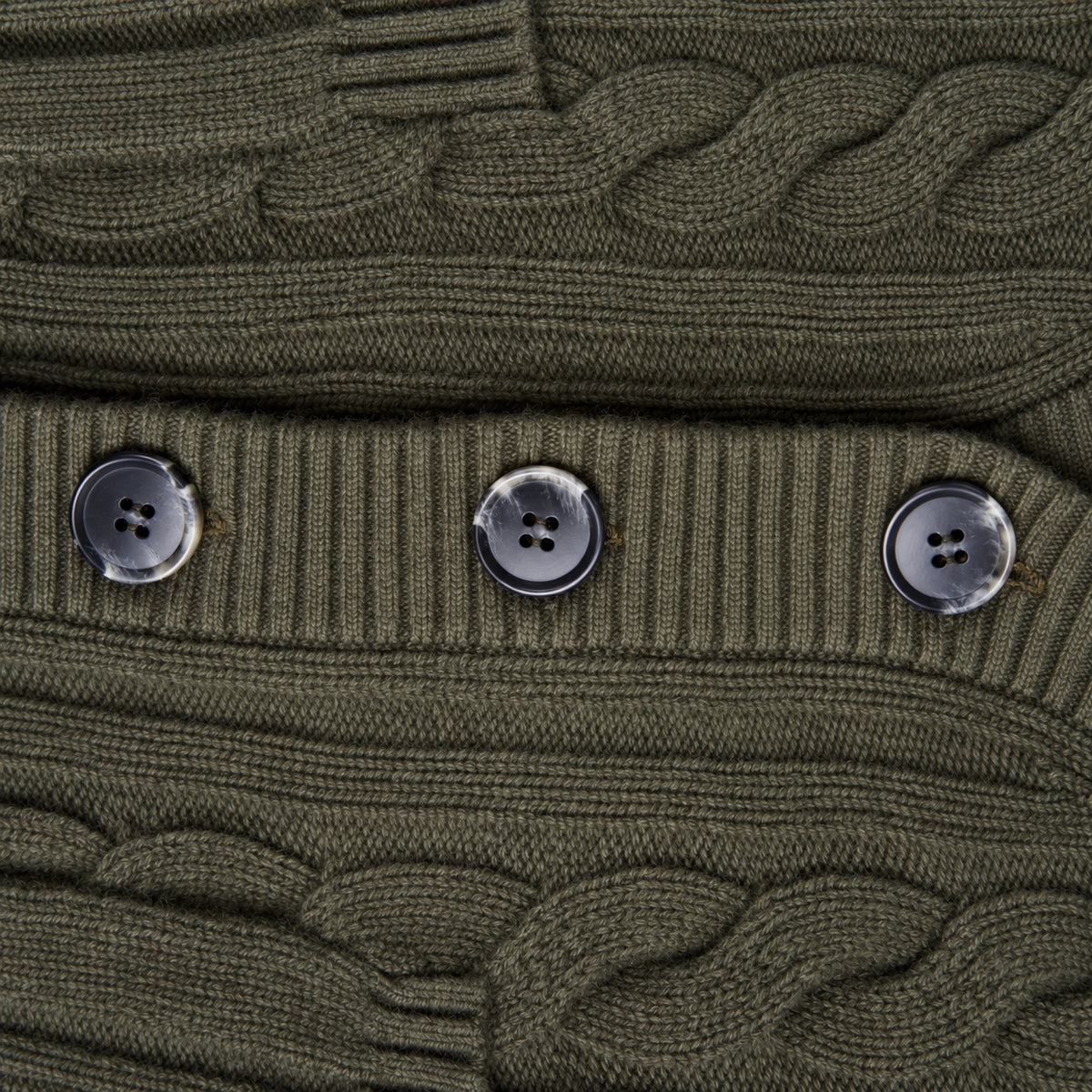 Cable Knit Wool Cardigan model Matteo in Olive
