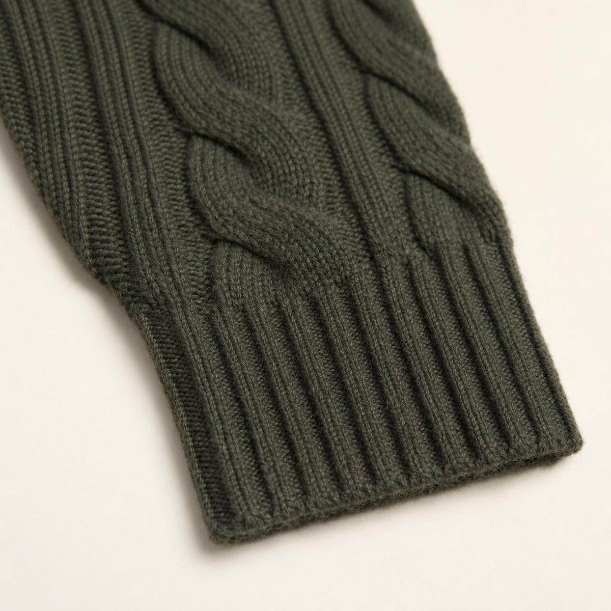 Cable Knit Wool Cardigan model Matteo in Olive