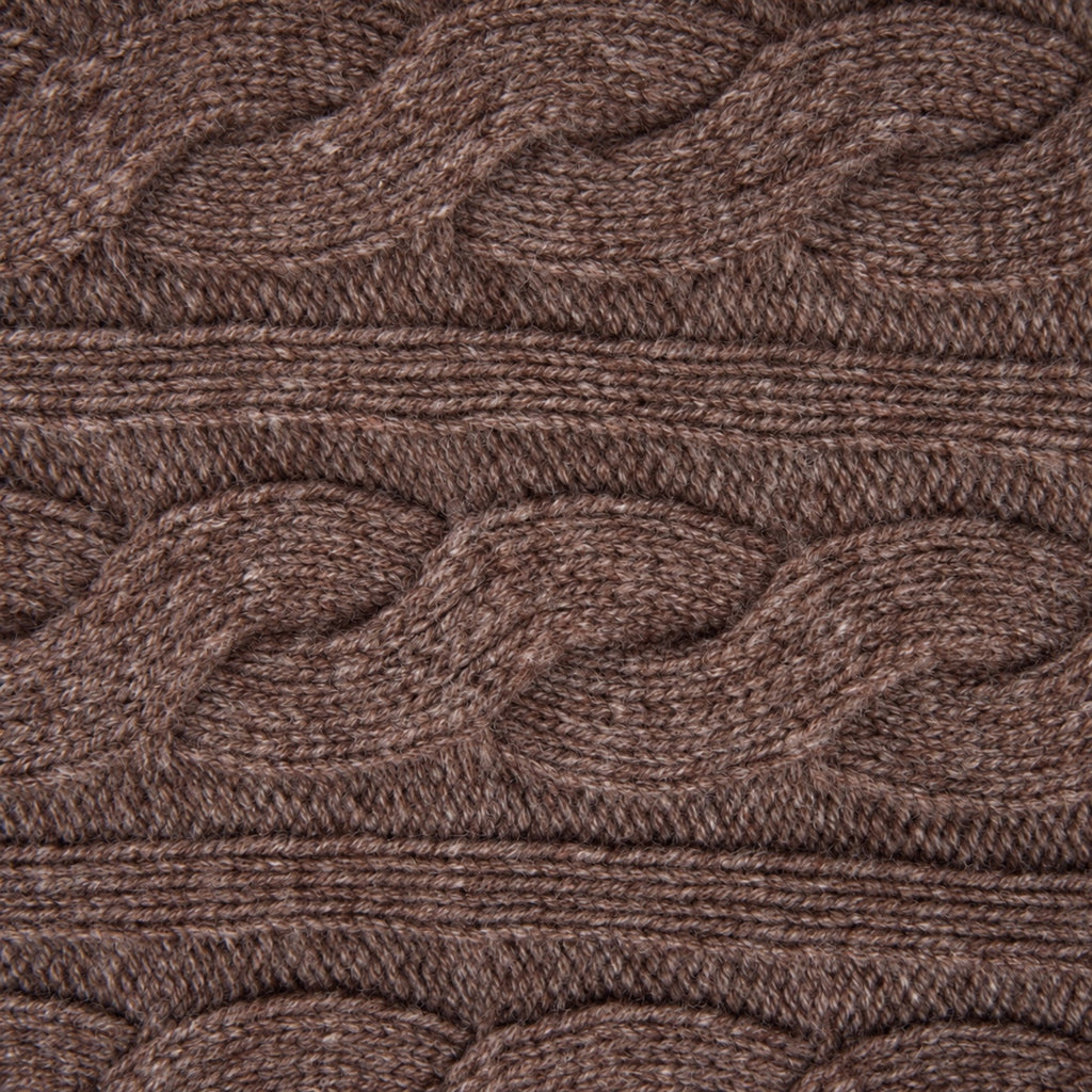 Cable Knit Wool Cardigan model Matteo in Oak