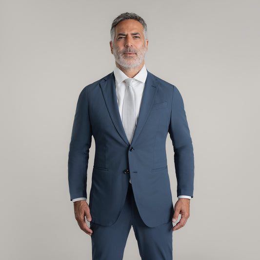 Bespoke custom athleisure technical men's suit los angeles model Guillermo in Marina