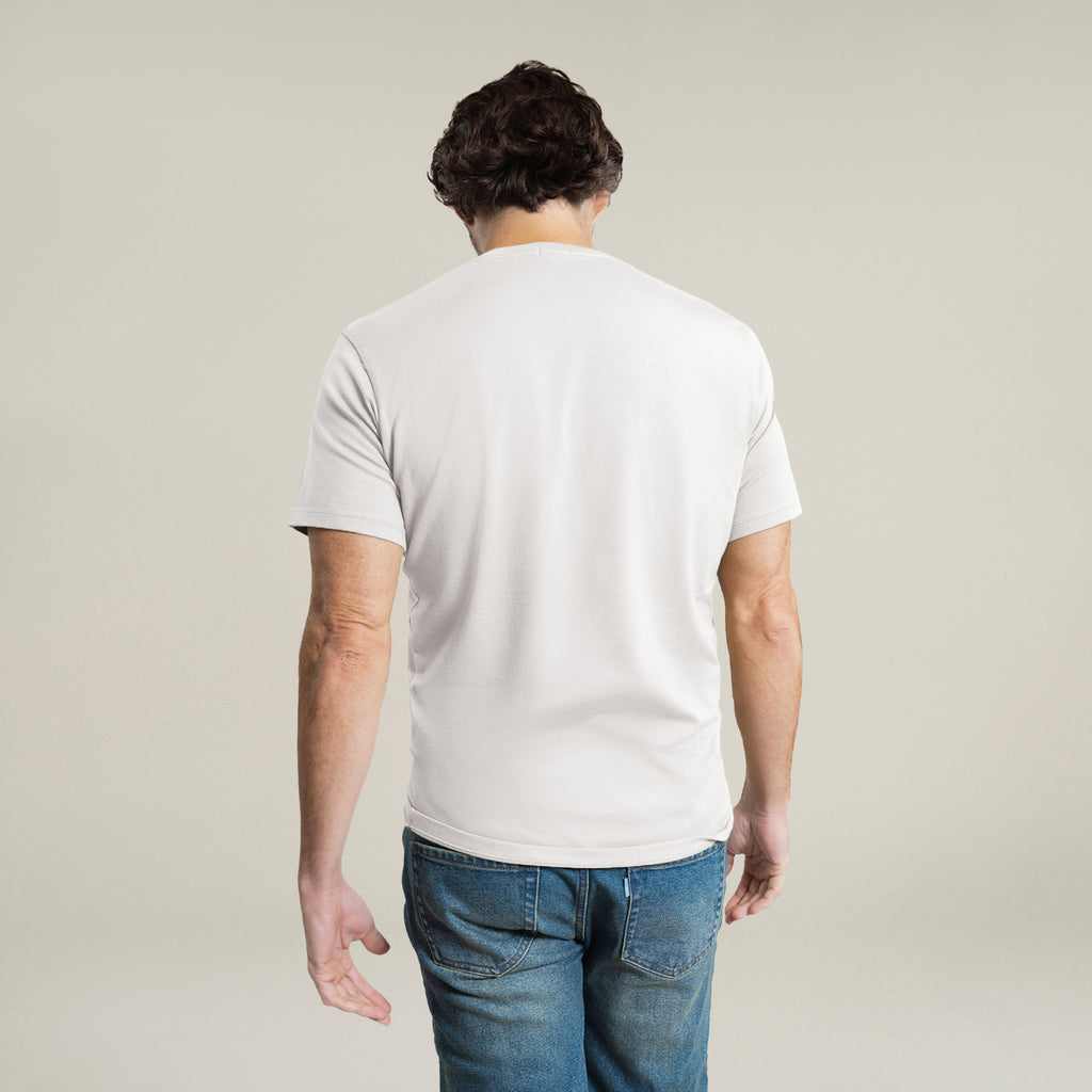 Cloud V-Neck T-Shirt model John in Bone