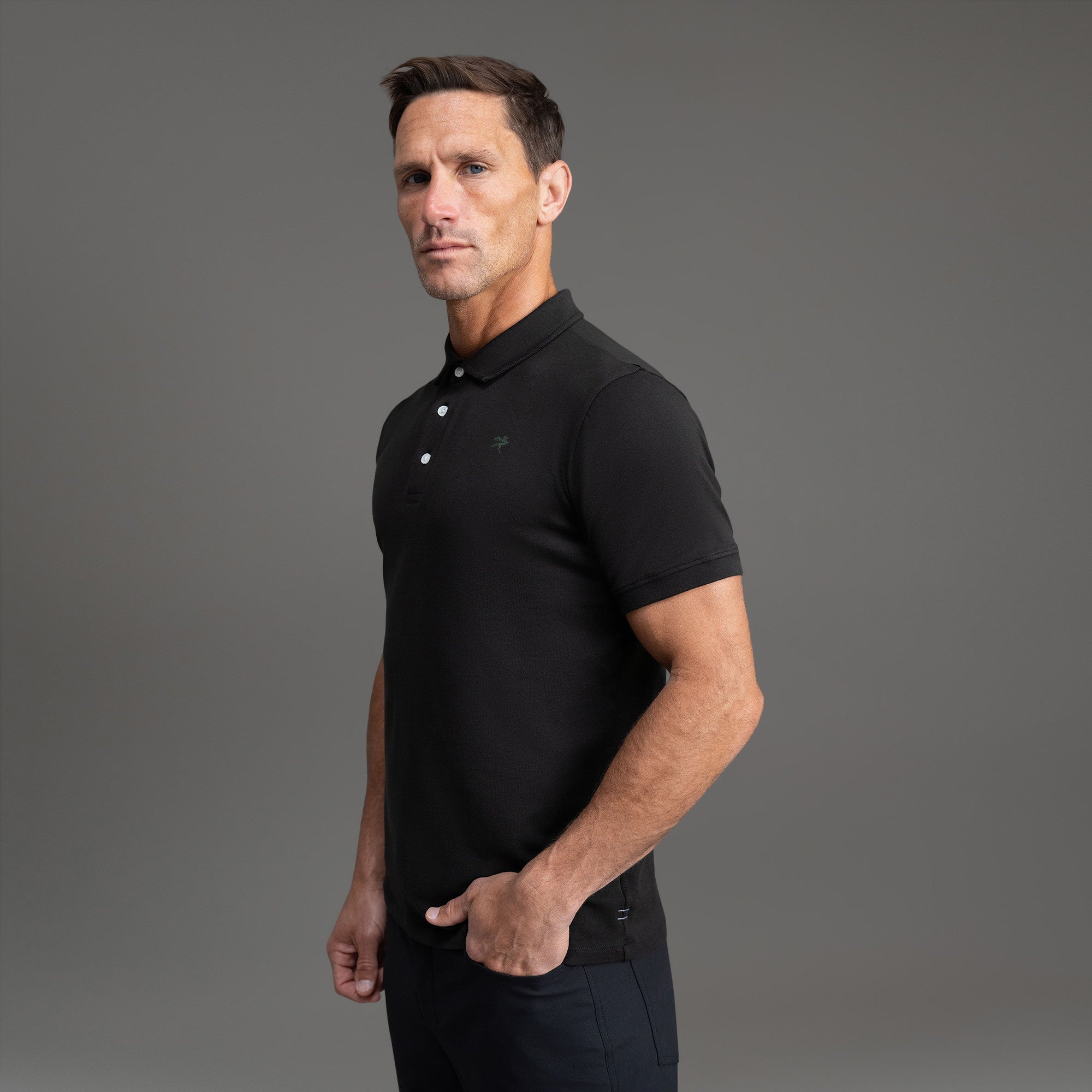 Tags:(6'0" - 180 lbs|Medium) custom t-shirt tee model Tyler in Black