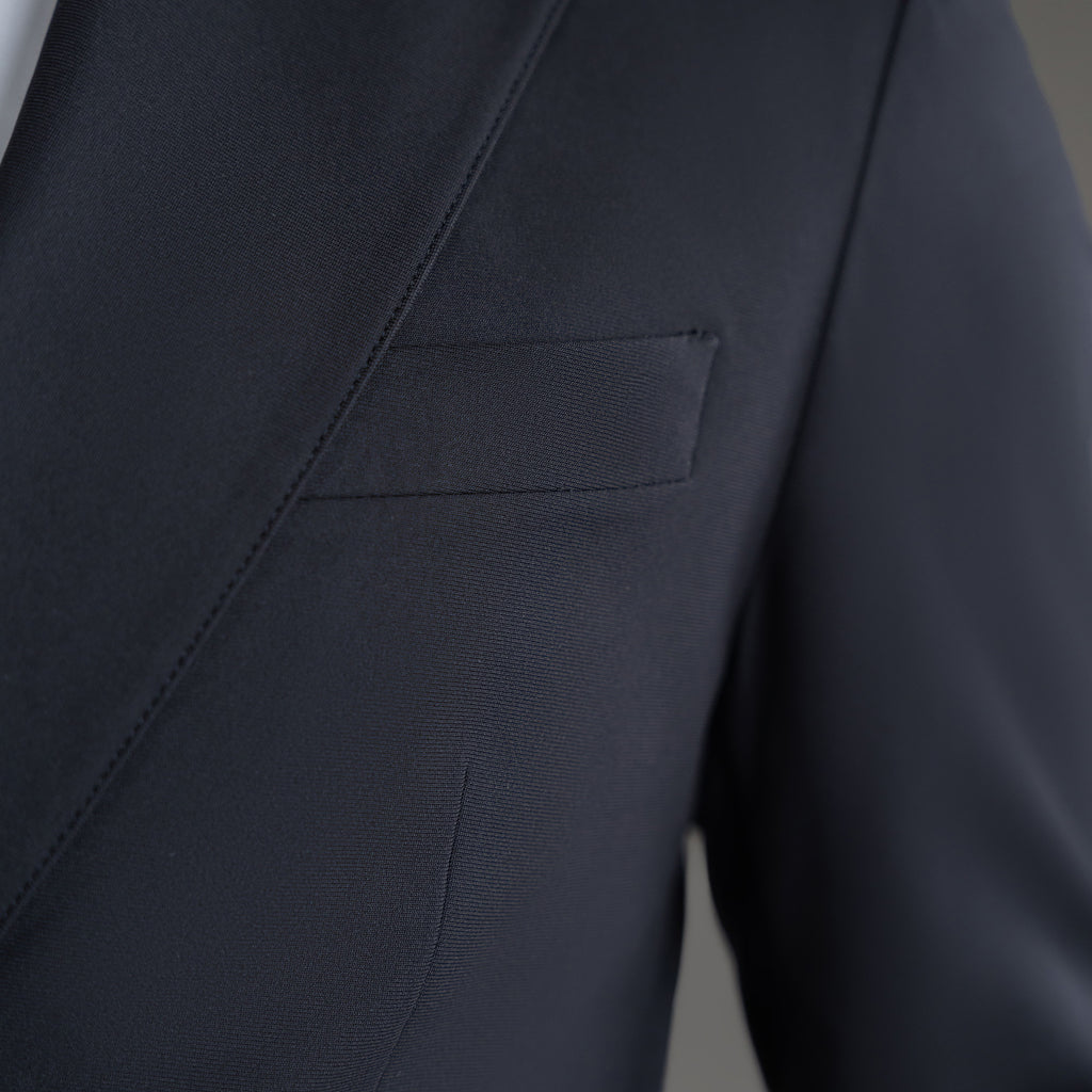 Custom Peak Lapel Tuxedo model Tyler in Black