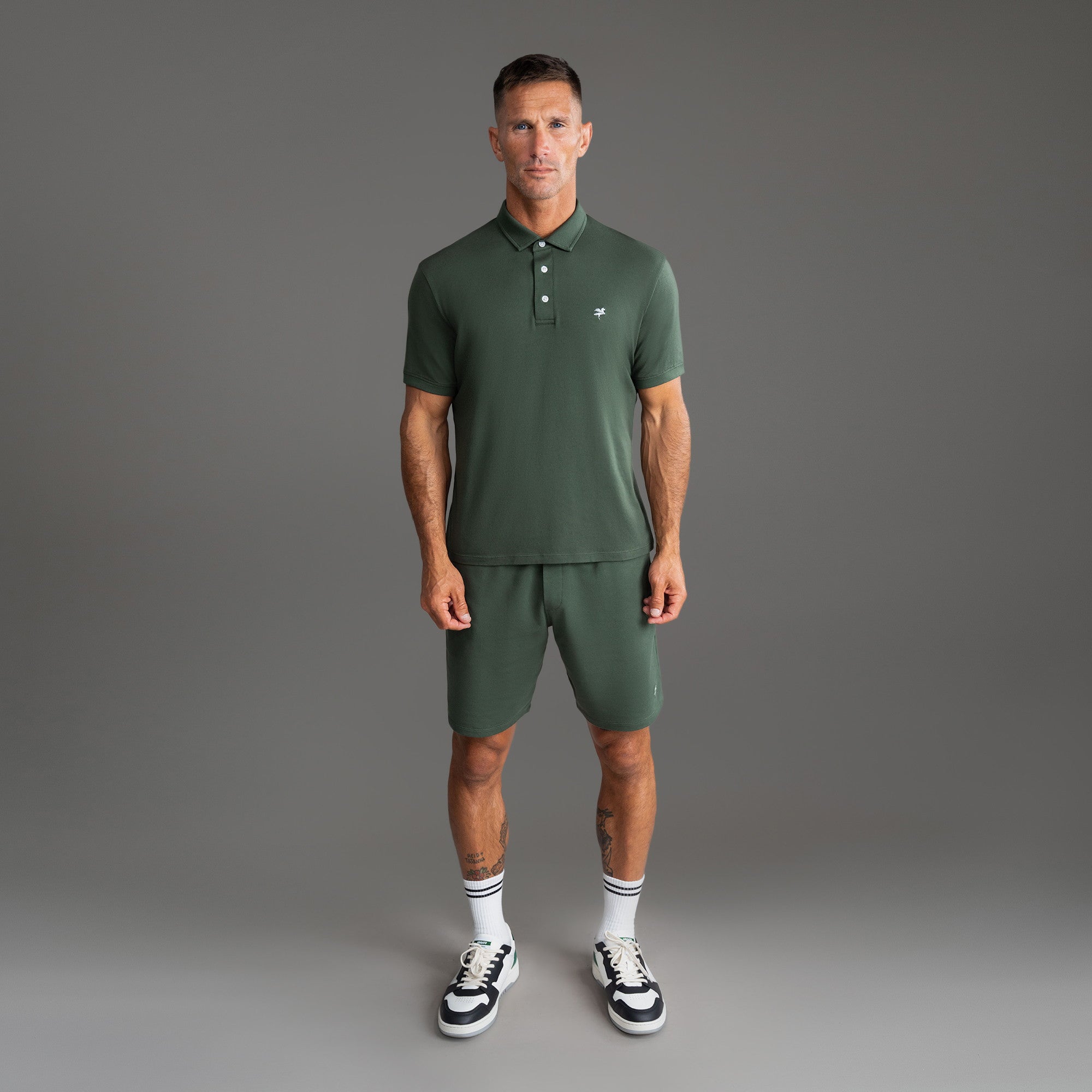 Tags:(6'0" - 180 lbs|Medium) custom t-shirt tee model Tyler in Moss