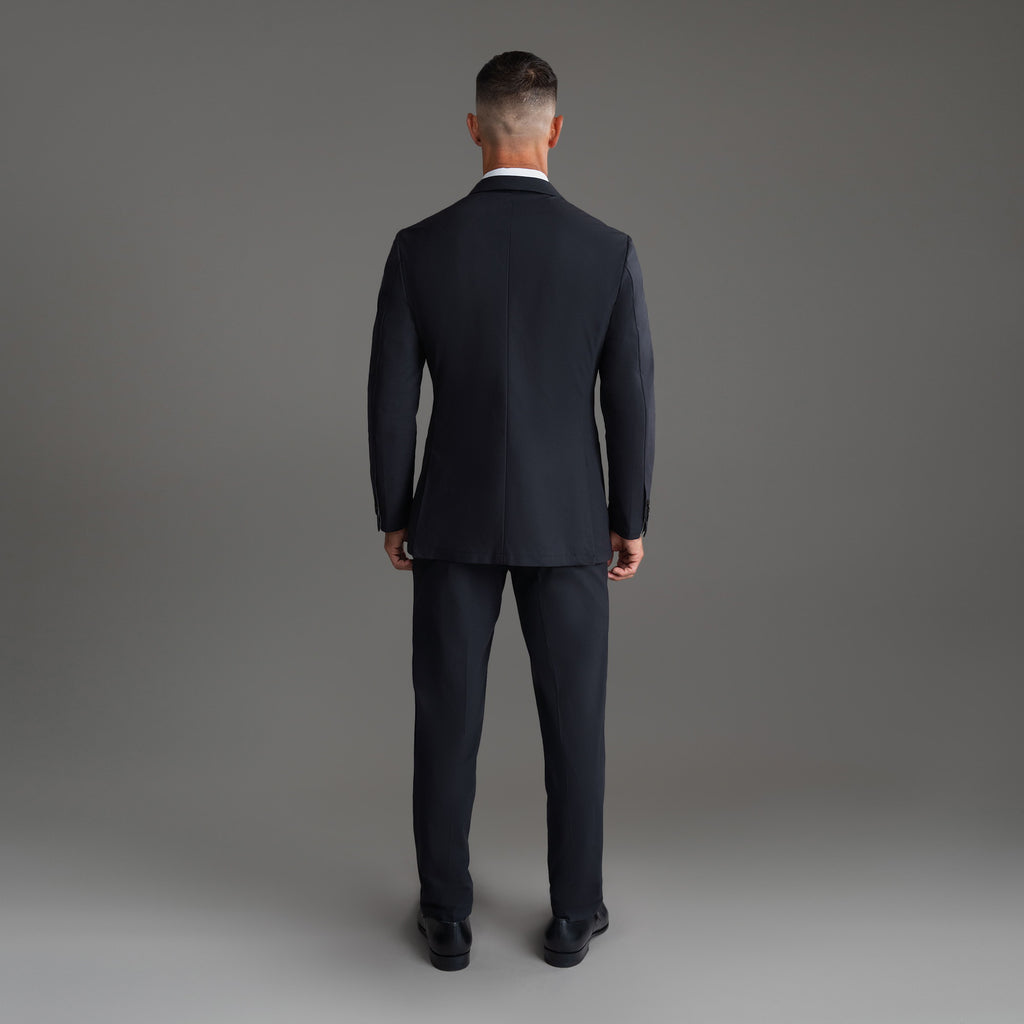 Custom Peak Lapel Tuxedo model Tyler in Black