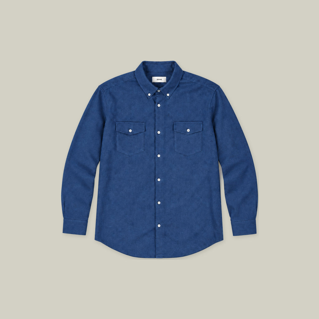 Estate Western Shirt model Tyler in Atlantic Blue
