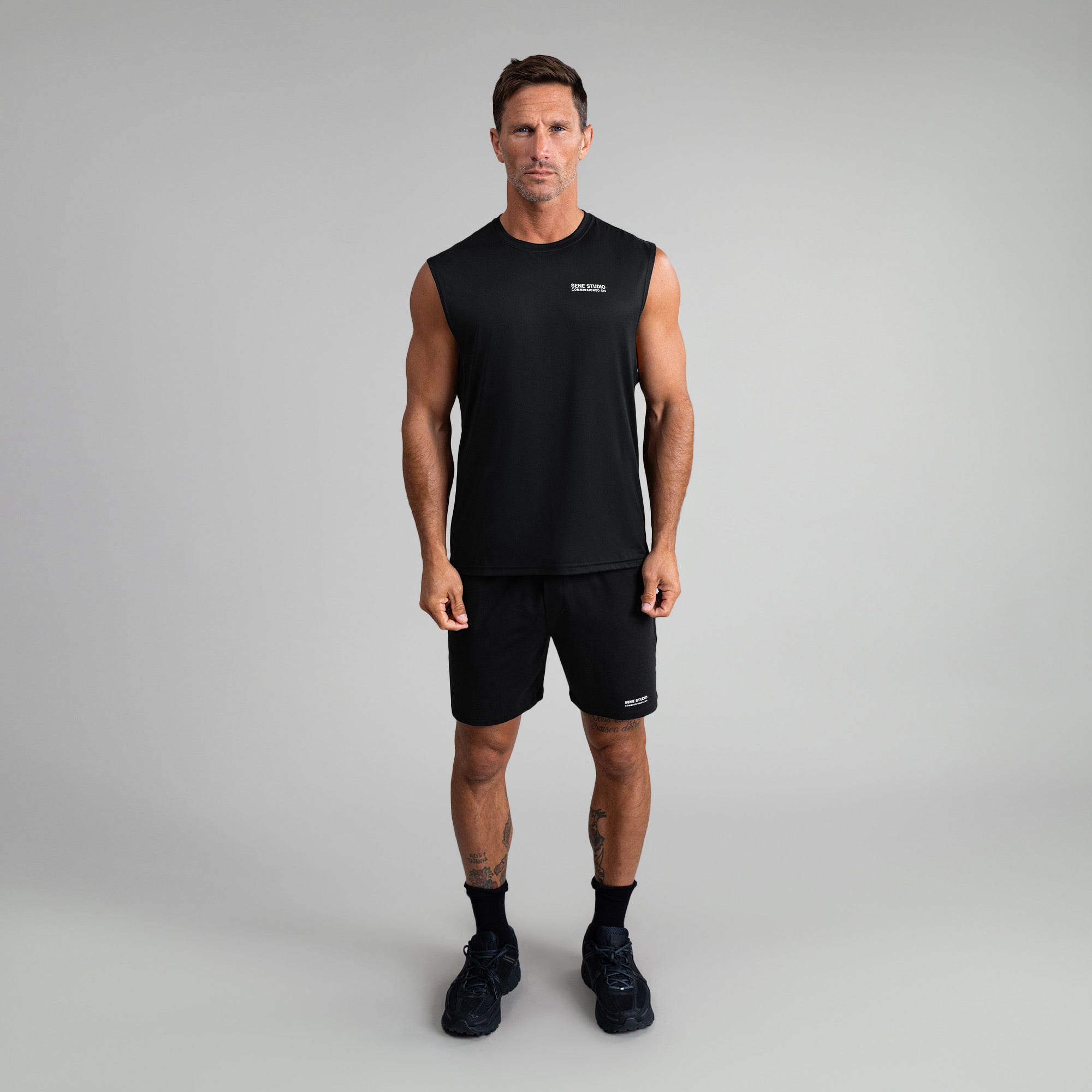 Tags:(6'0" - 180 lbs|Medium) custom t-shirt tee model Tyler in Black