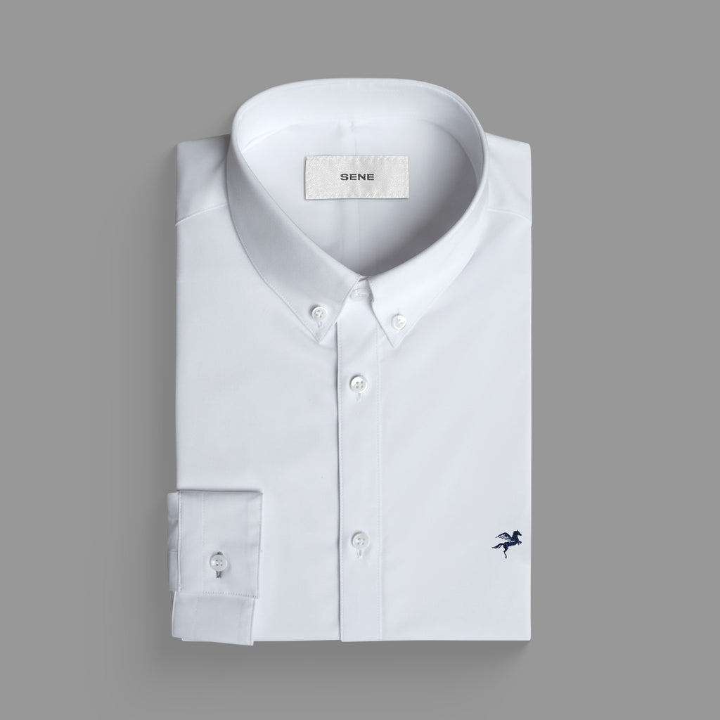 Custom Bespoke Tailored Mercer Shirt model Tyler in White Emblem