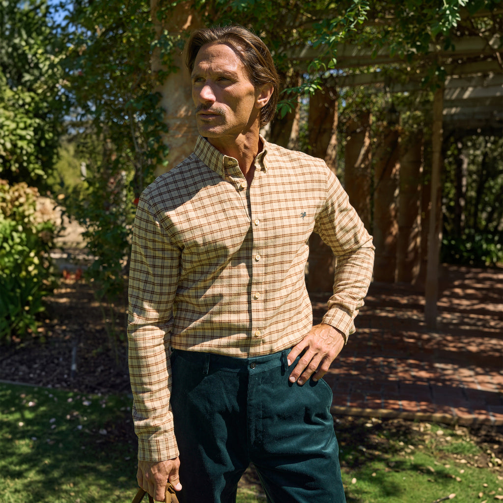 Ford Corduroy Straight Trousers model Tyler in Mallard