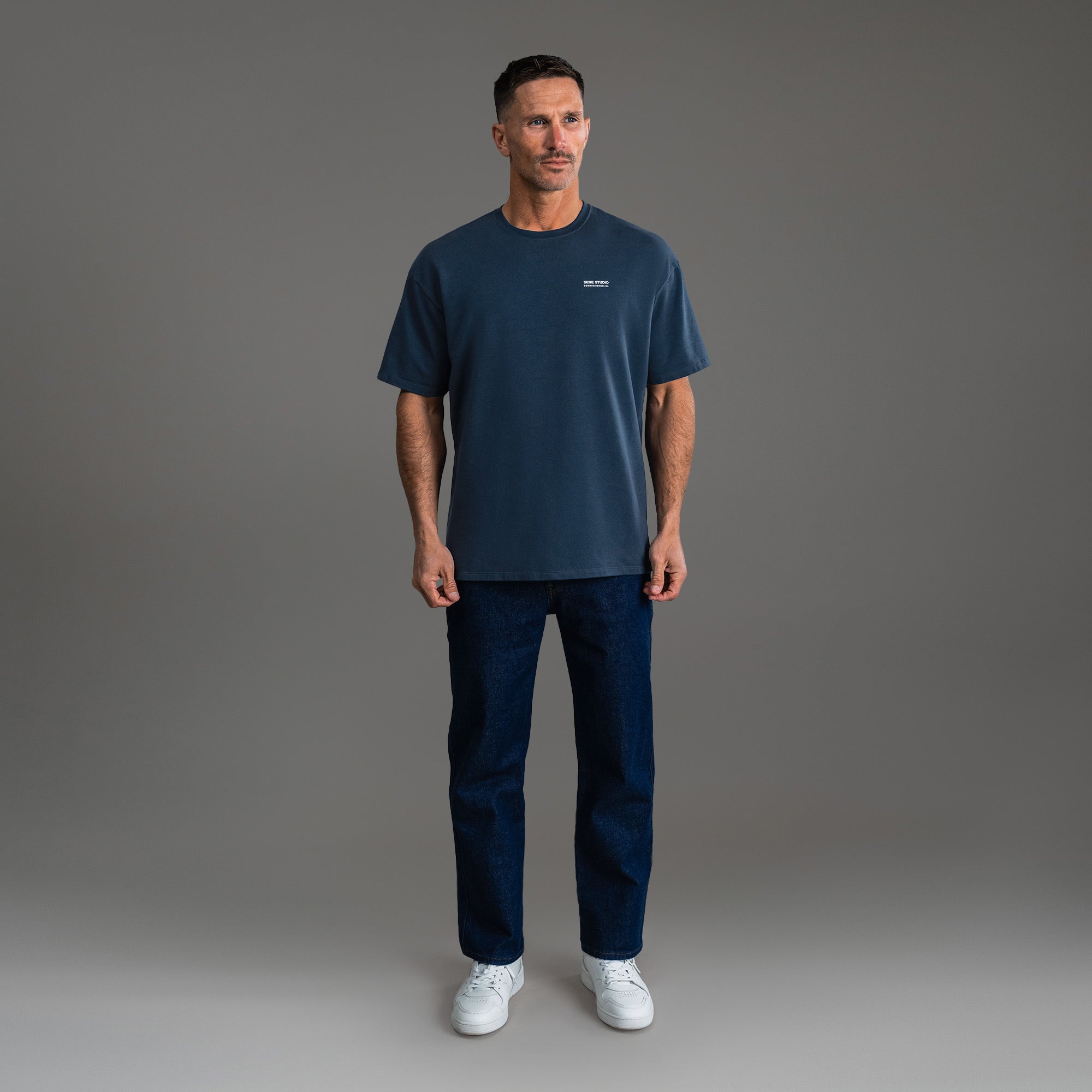 Tags:(6'0" - 180 lbs) custom t-shirt tee model Tyler in Deep Sea