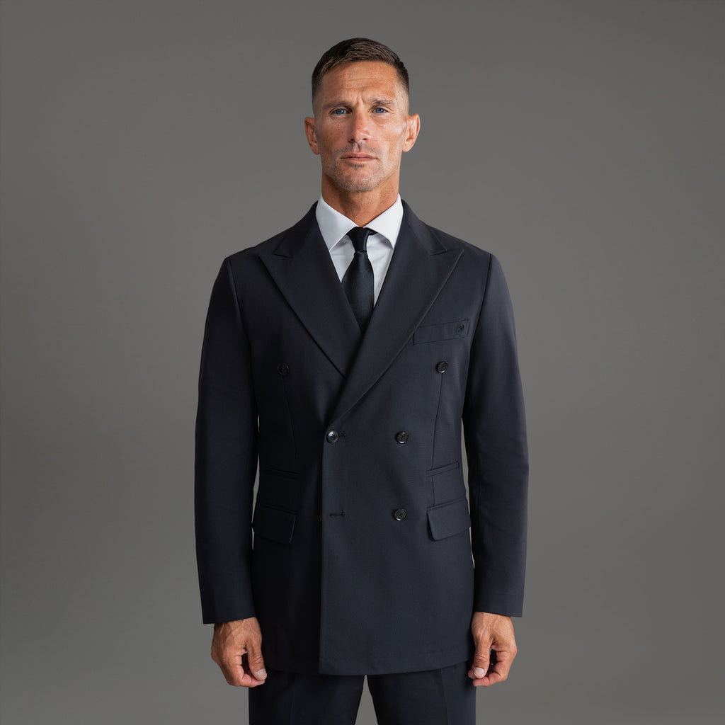 Tags:(6'0"|180 lbs) Bespoke custom linen men's suit los angeles model Tyler in Black