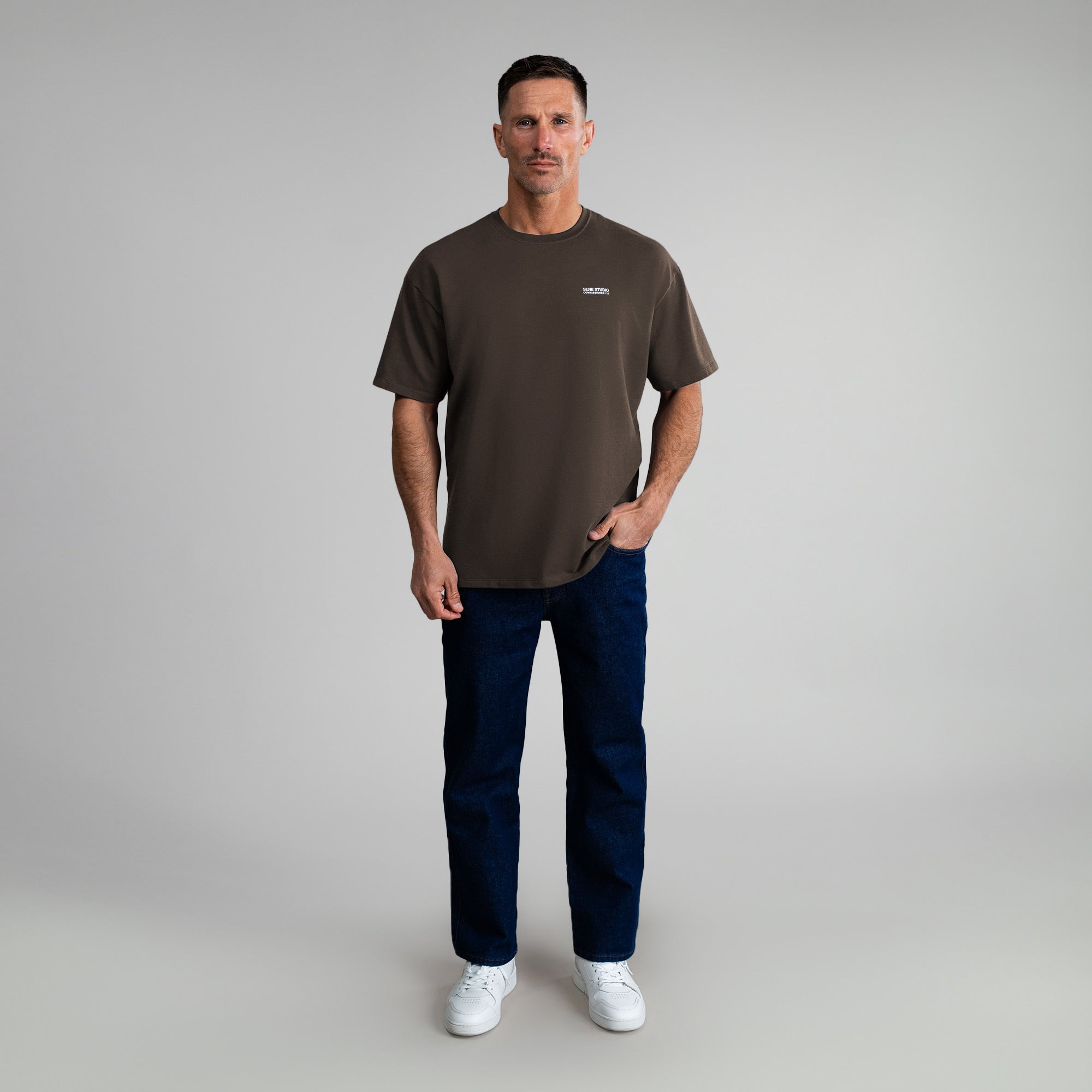 Tags:(6'0" - 180 lbs) custom t-shirt tee model Tyler in Umber