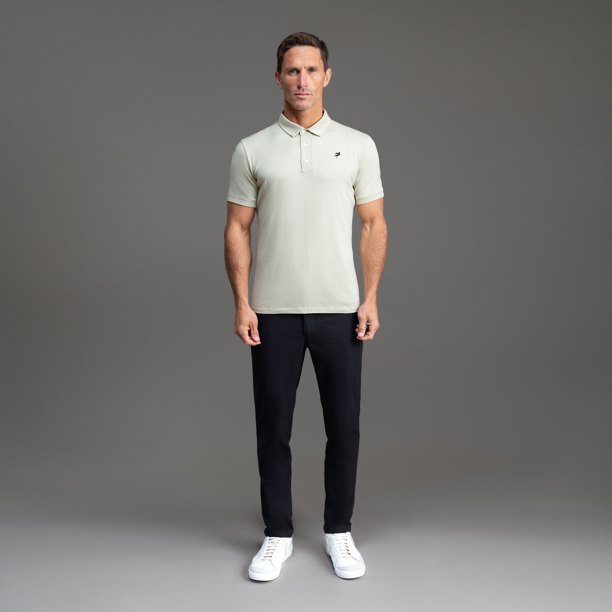 Tags:(6'0" - 180 lbs|Medium) custom t-shirt tee model Tyler in Mist