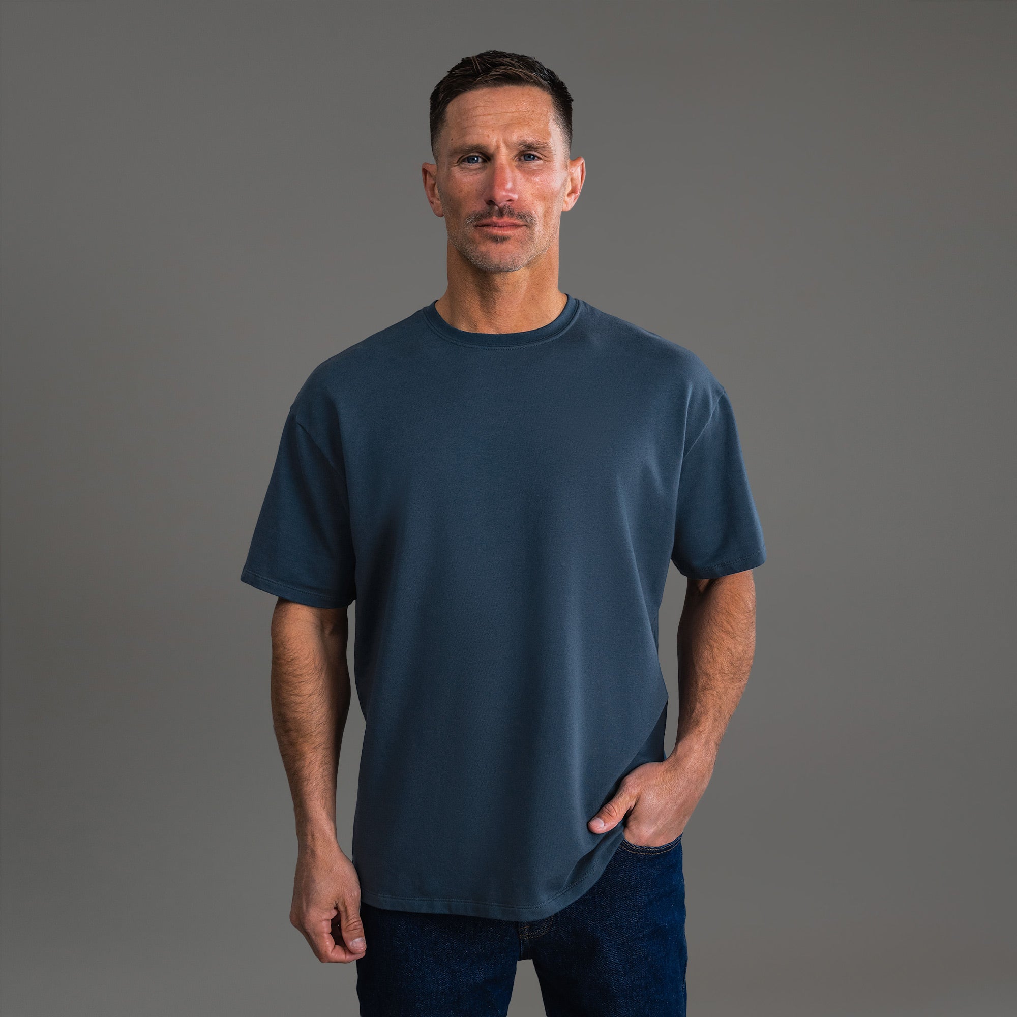 Tags:(6'0" - 180 lbs) custom t-shirt tee model Tyler in Deep Sea