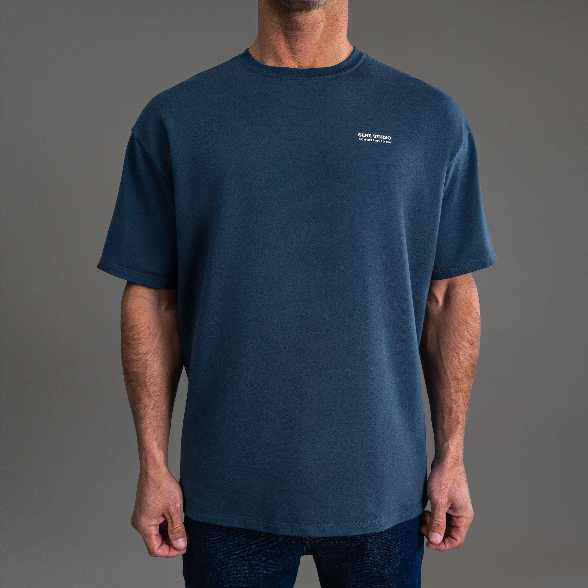 Tags:(6'0" - 180 lbs) custom t-shirt tee model Tyler in Deep Sea