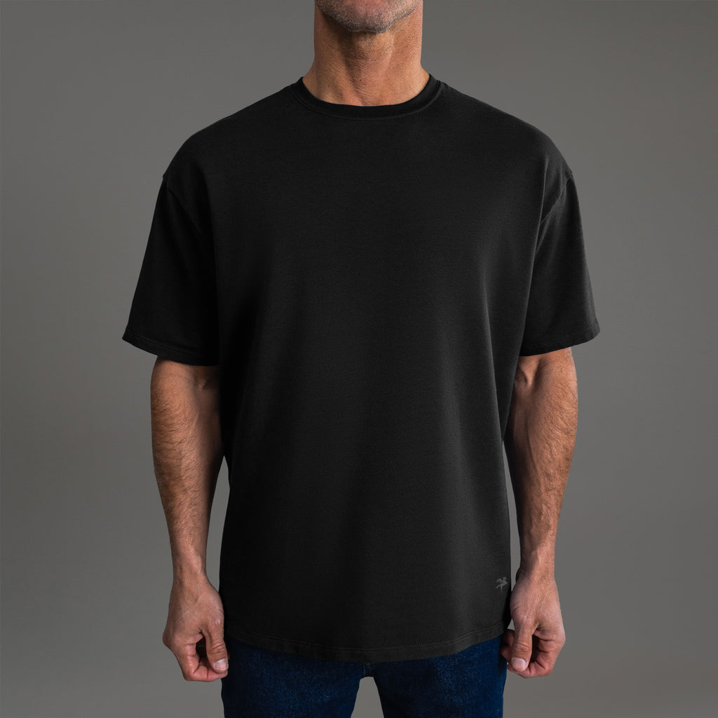 Tags:(6'0" - 180 lbs) custom t-shirt tee model Tyler in Black