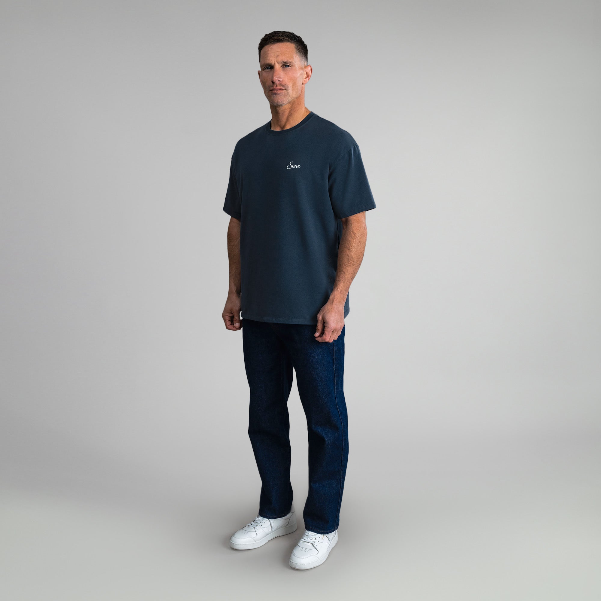 Tags:(6'0" - 180 lbs|Medium) custom t-shirt tee model Tyler in Deep Sea