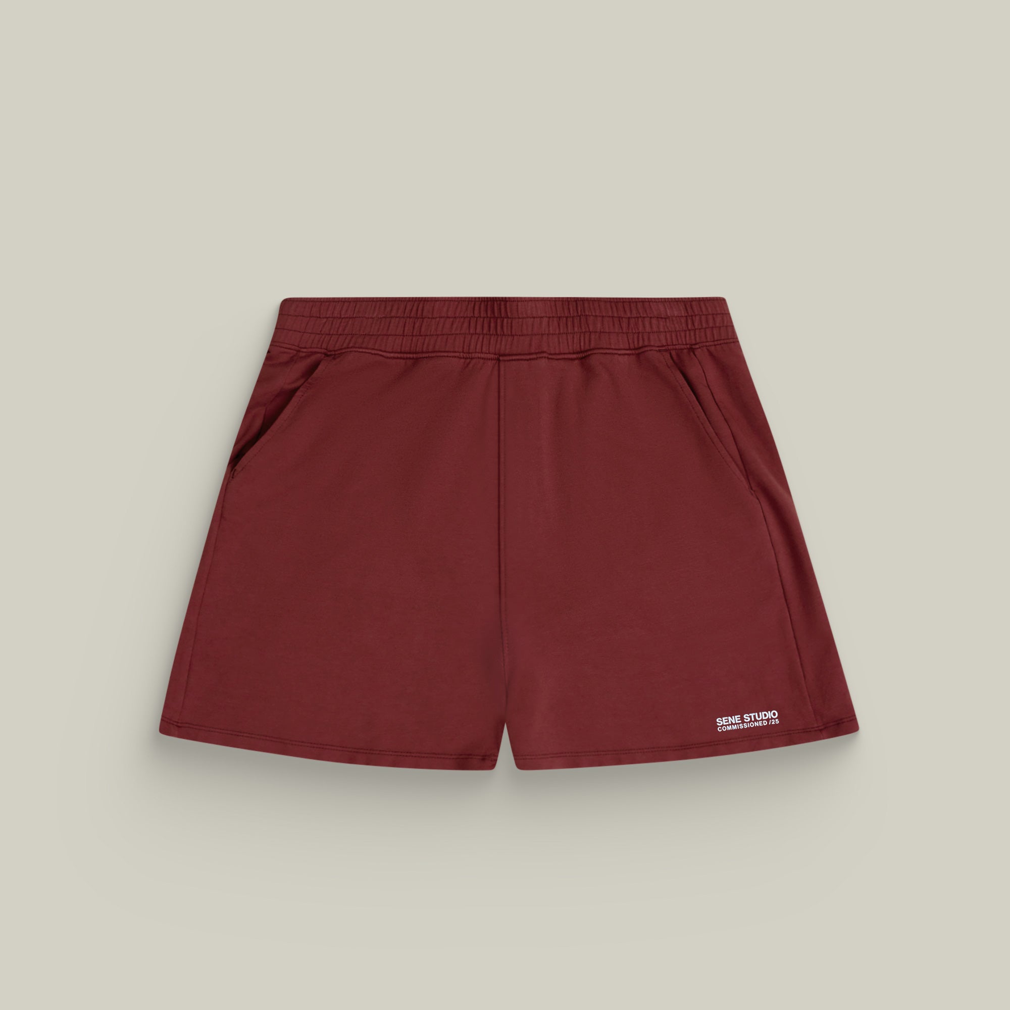 Custom shorts model Melissa in Maroon