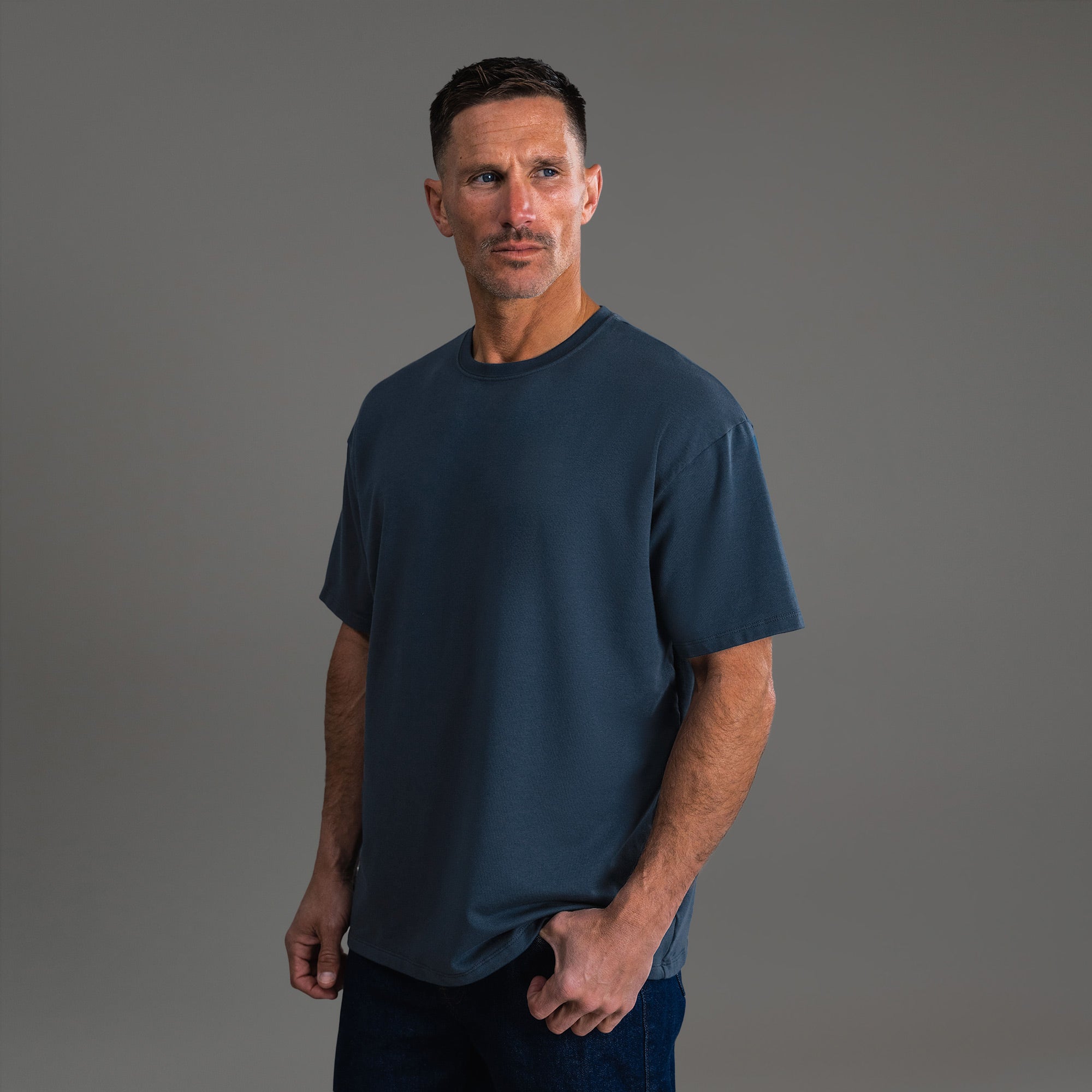 Tags:(6'0" - 180 lbs) custom t-shirt tee model Tyler in Deep Sea