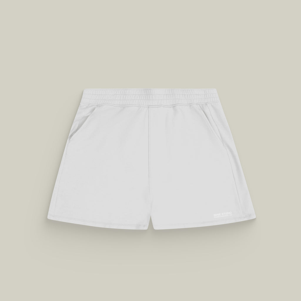Custom shorts model Melissa in White