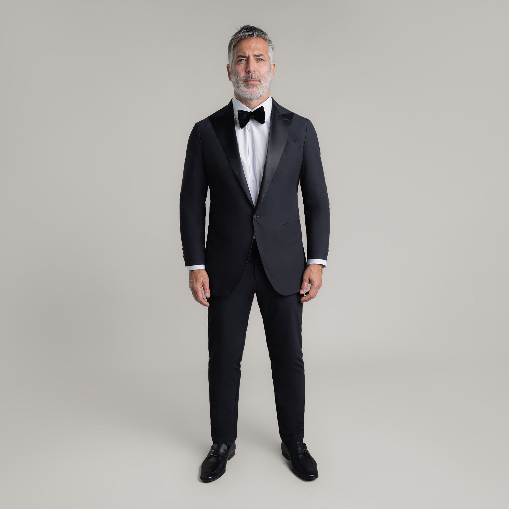 Custom Peak Lapel Tuxedo model Guillermo in Black