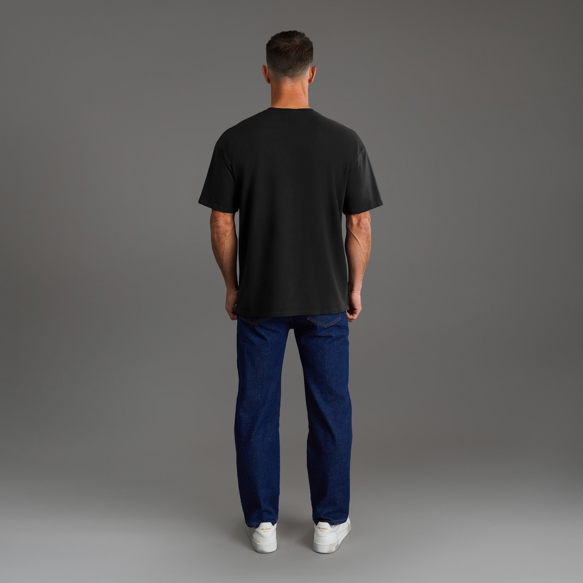 Tags:(6'0" - 180 lbs) custom t-shirt tee model Tyler in Black