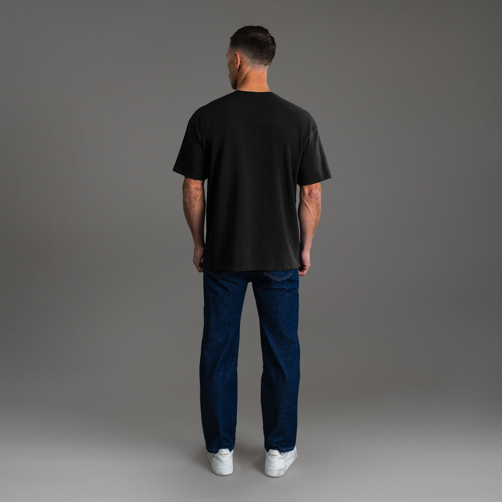 Tags:(6'0" - 180 lbs) custom t-shirt tee model Tyler in Black