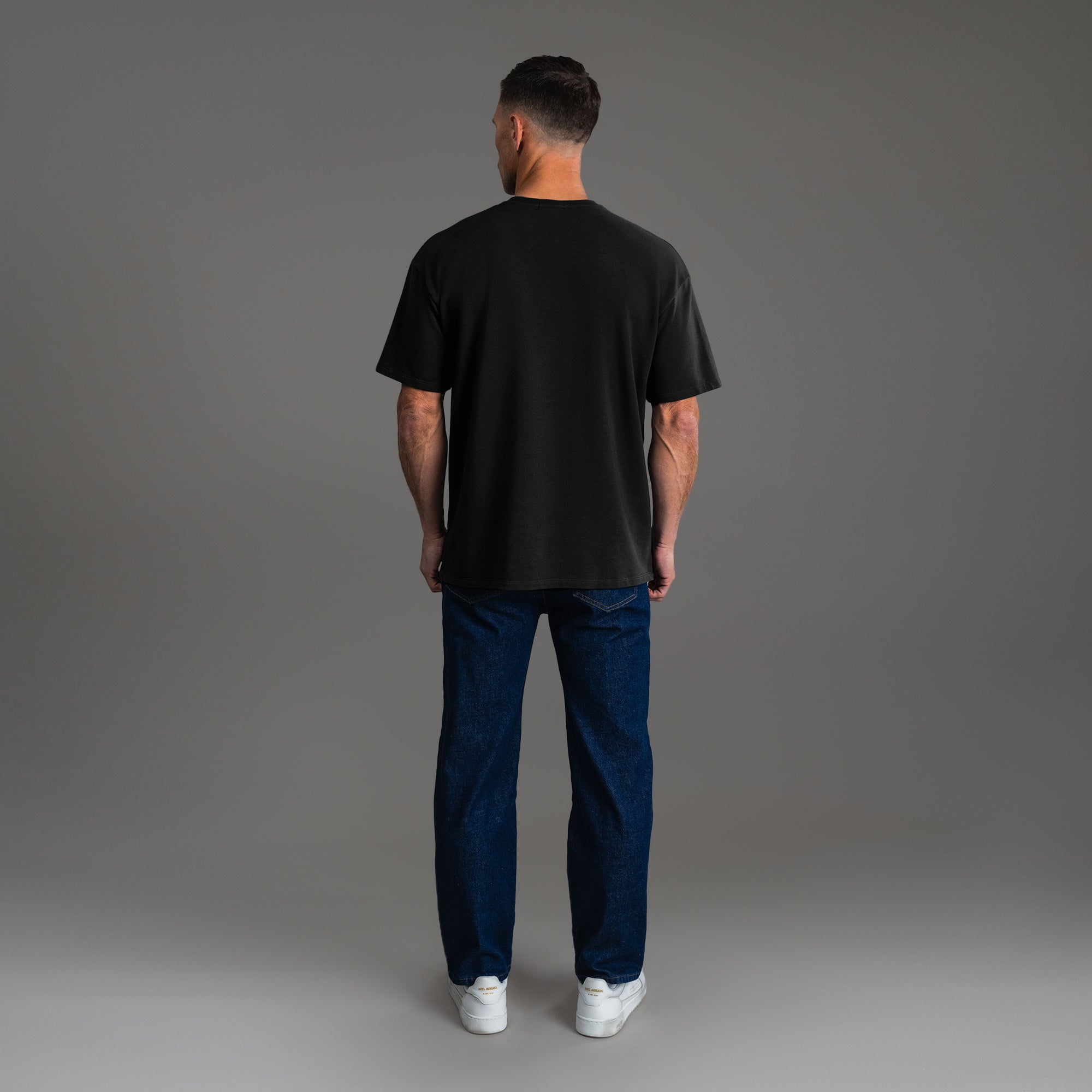 Tags:(6'0" - 180 lbs) custom t-shirt tee model Tyler in Black