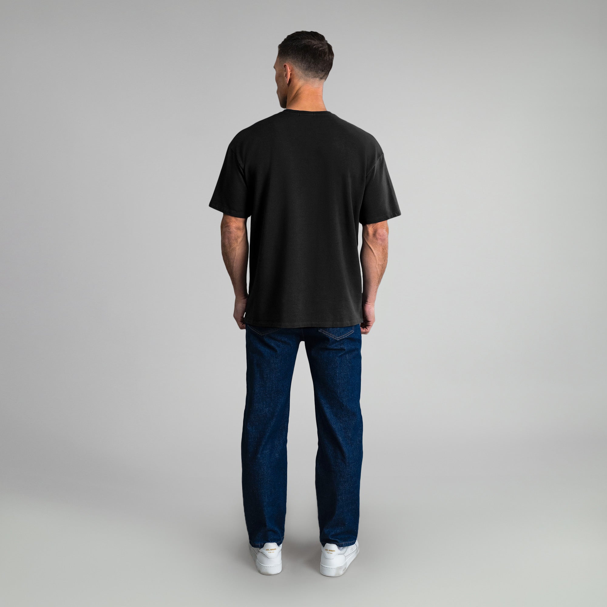 Tags:(6'0" - 180 lbs|Medium) custom t-shirt tee model Tyler in Black