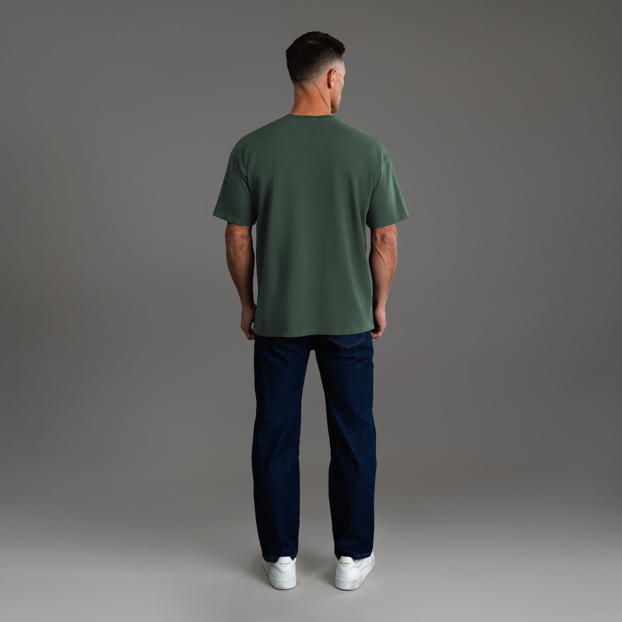 Tags:(6'0" - 180 lbs) custom t-shirt tee model Tyler in Moss