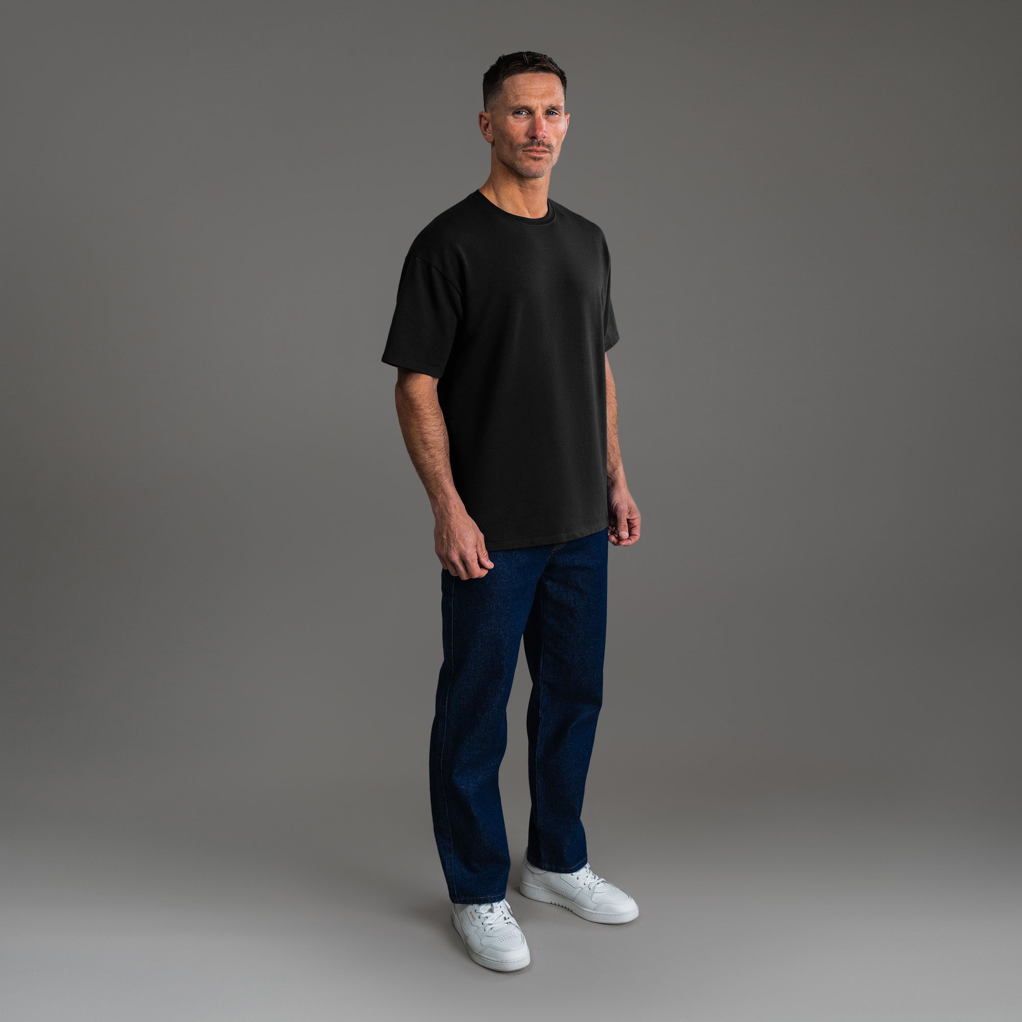 Tags:(6'0" - 180 lbs) custom t-shirt tee model Tyler in Black