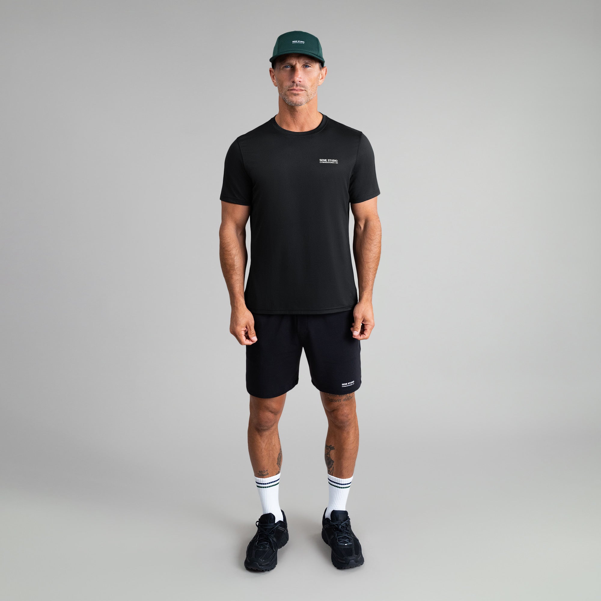 Tags:(6'0" - 180 lbs|Medium) custom t-shirt tee model Tyler in Black