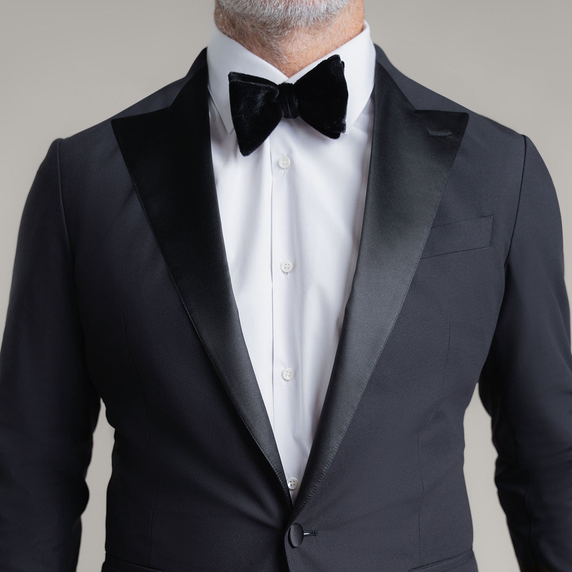 Custom Peak Lapel Tuxedo model Guillermo in Black