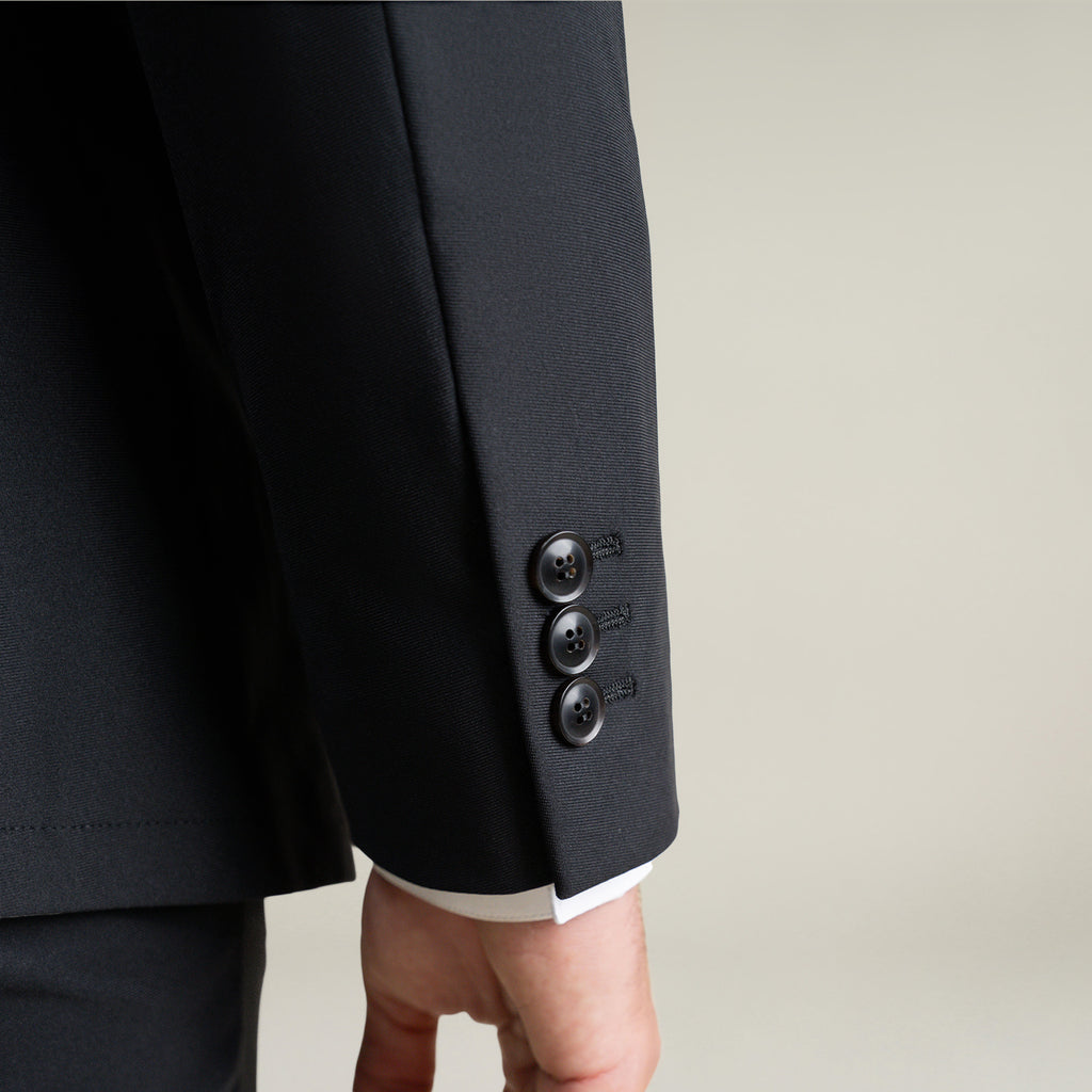 Tags:(6'1"|165) Bespoke custom athleisure technical athletic stretch suit los angeles model Jessey in Black