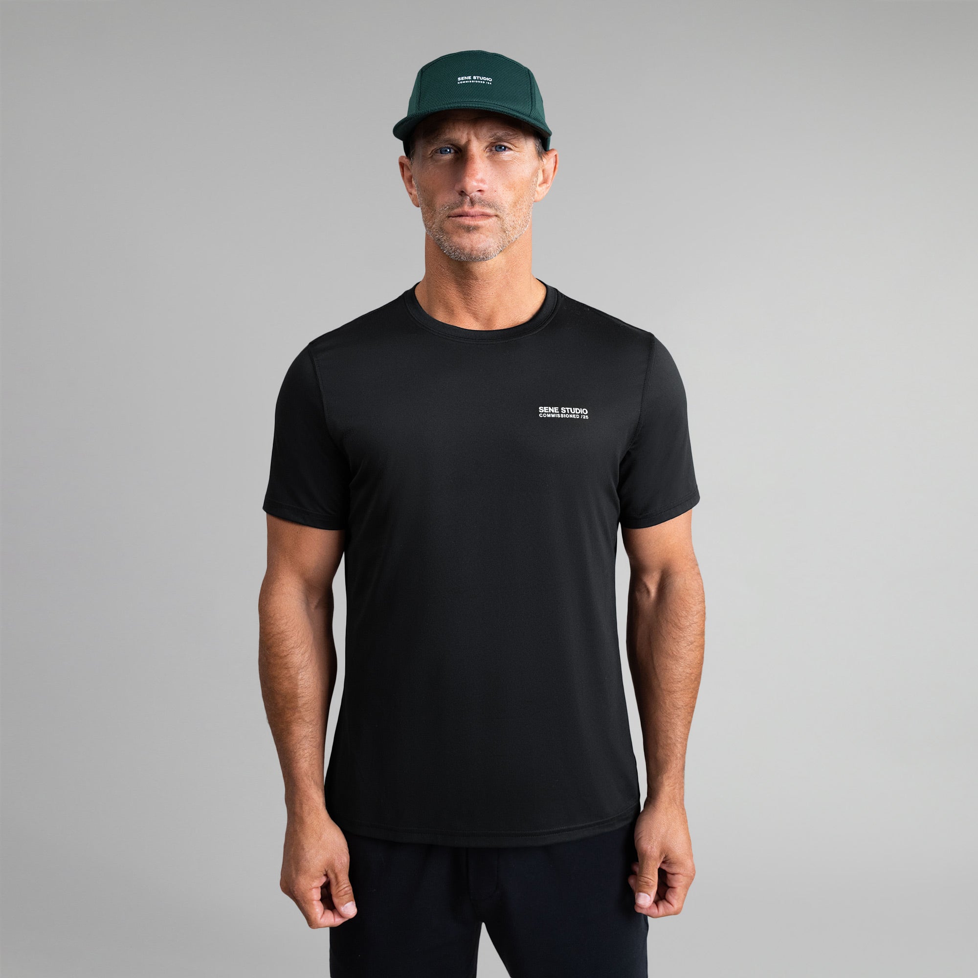 Tags:(6'0" - 180 lbs|Medium) custom t-shirt tee model Tyler in Black