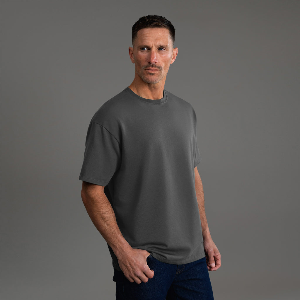 Tags:(6'0" - 180 lbs) custom t-shirt tee model Tyler in Smoke