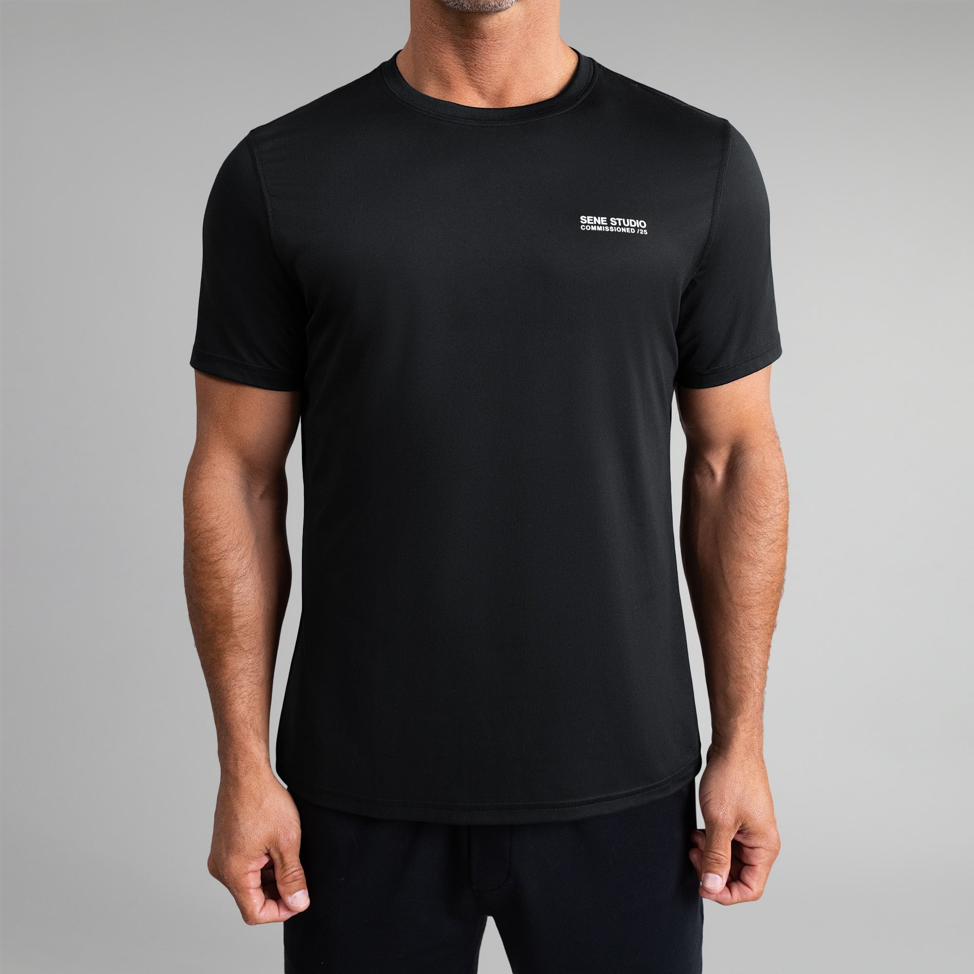 Tags:(6'0" - 180 lbs|Medium) custom t-shirt tee model Tyler in Black