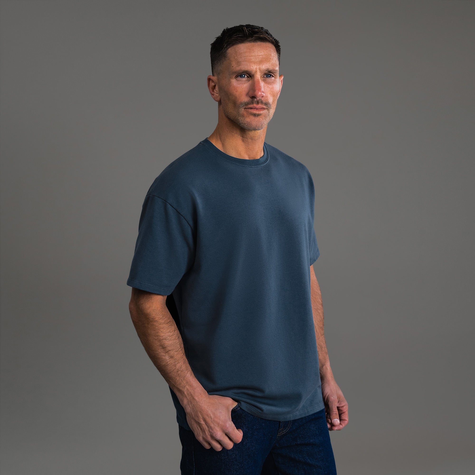 Tags:(6'0" - 180 lbs) custom t-shirt tee model Tyler in Deep Sea