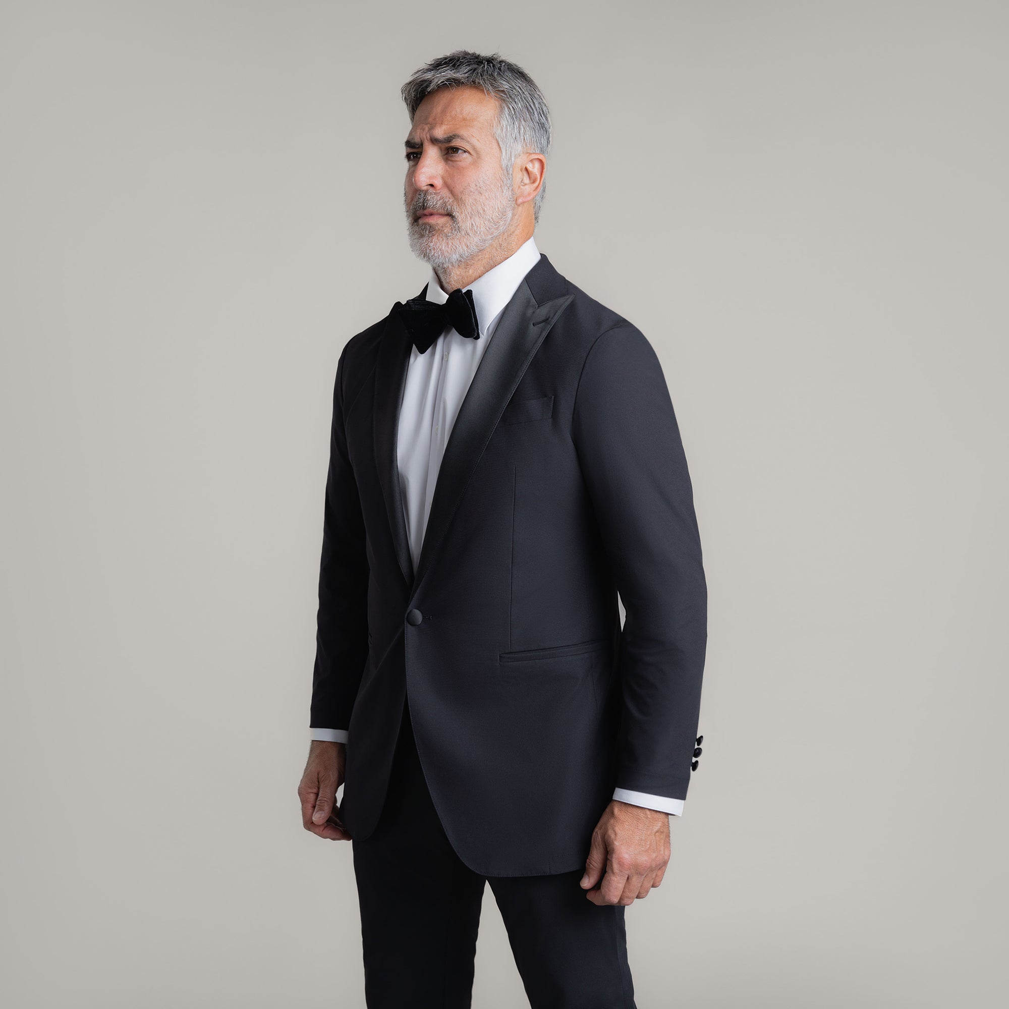 Custom Peak Lapel Tuxedo model Guillermo in Black